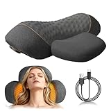 3-In-1 Neck Massager Pillow Neck Relaxation Massage Pillow with Heat, Traction & Stretching Massage, Plug-in Version (Gray)