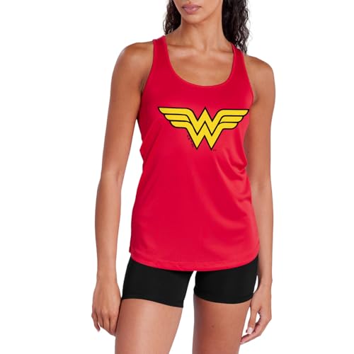Popfunk Wonder Woman Classic Logo Women's Active Racerback Tank, Red, Small