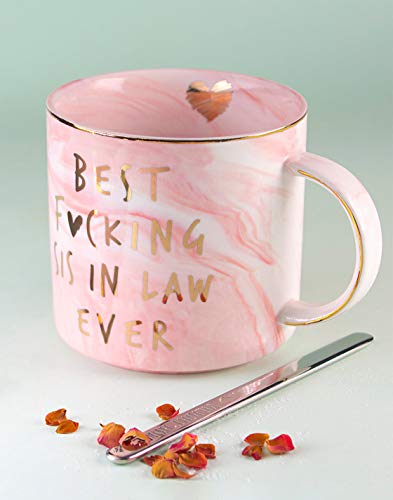 Vilight Best Sister In Law Ever Funny Gifts Mug - Pink Marble Ceramic Coffee Cup 11.5 Oz #TOP1