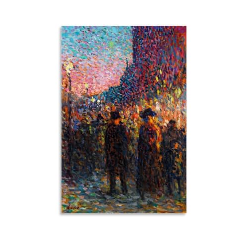 Poster Maximilien Luce Boulevard at Night : Évocation de la Nuit Parisienne