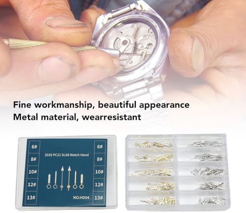 Aramox Replacement Watch Hands Set, Metal Watch Hands for 2035 PC21 SL68 Quartz Watch Movements, 100 Sets, Simplify Repairs and Enhance Aesthetics (Luminous Gold)