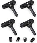Tire Pressure Sensor TPMS for Ford Lincoln Mercury Tire Pressure Monitoring Pre-Programmed System 315MHz DE8T-1A180-AA 9L3Z-1A189-A Replacement 4 Free Metal Caps Set of 4