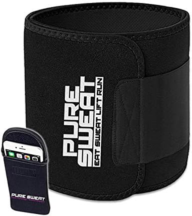 Pure Sweat Waist Trimmer w FREE Fully Adjustable fitted Smartphone Neoprene Sleeve (iPhone/Android Compatible)