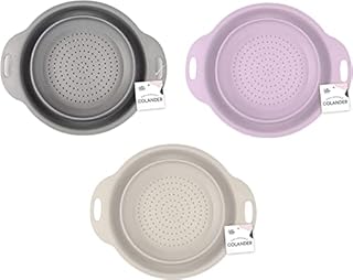 Collapsible Colander Silicone Kitchen Food Strainer Foldable Filler Space Saver Basket for Draining Pasta Fruits Vegetables Spaghetti and Rice (Assorted Colour,)