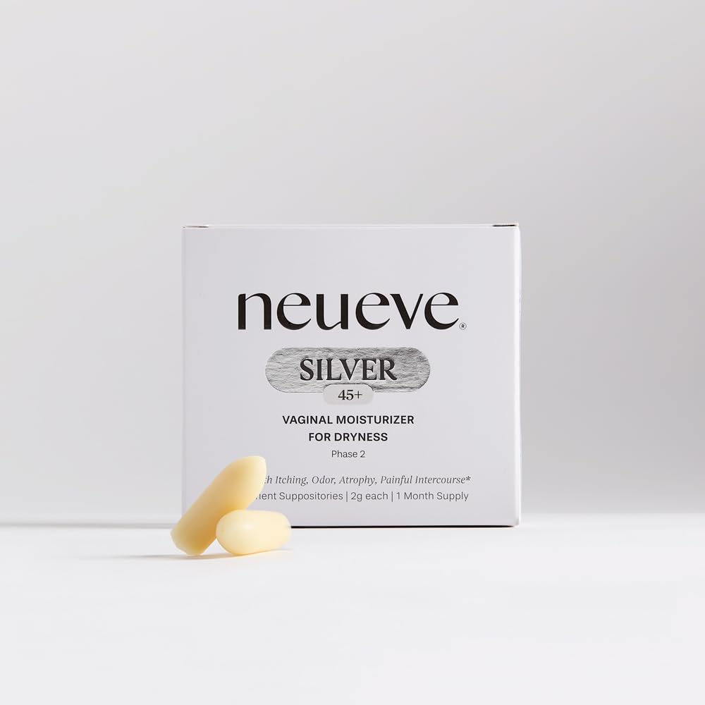 NeuEve Silver Age 45-55 Vaginal Suppositories for Menopause Relief, Vaginal Dryness, Irritation & Itching, with All-Natural Ingredients, Phase 2 | 6 Count | 1-Month Supply