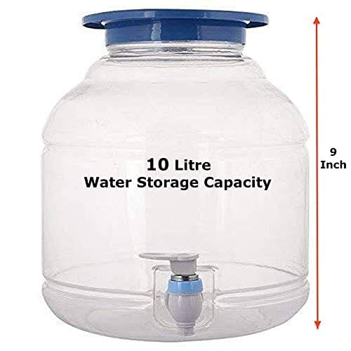 Image of MOOLYAVAAN Products Plastic Water Dispenser Jar with Tap Blue 10 Litre Storage Container for Home and Office