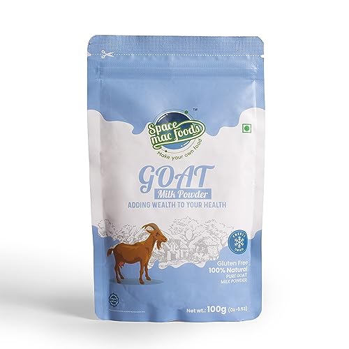 Spacemac Foods Freeze Dried Goat Milk Powder, Pasture Grazed, Whole A-Grade Non GMO Shelf Stable Milk Powder, 100gm