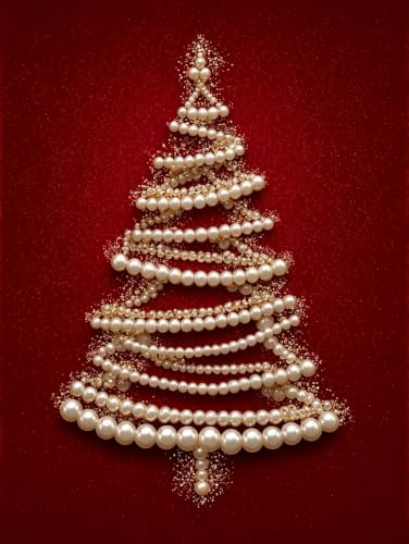 CraftBliss Christmas Pearl Art Kit 30x40cm - Red Velvet Canvas Wall Decor DIY Set for Adults - Elegant DIY Pearl Picture Painting for Home Office