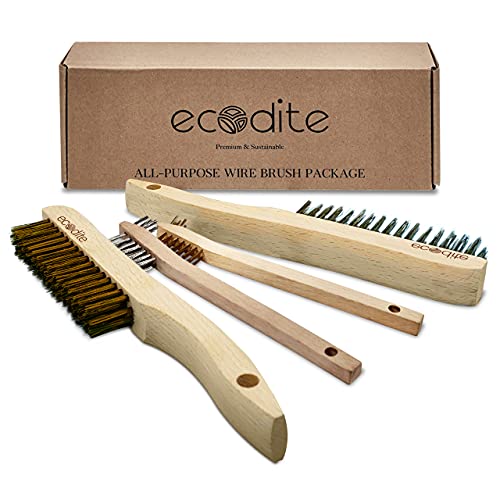 [Wire Brush Set for Cleaning] 4-Pack Multi Purpose Beechwood...