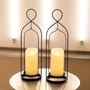 HPC Decor 15.5in Candle Sconces Wall Decor Set of 2- Black Metal Candle Sconces with LED Candles & Hooks- Handmade Wall Decorations for Home Decor, Living Room, Dining Room, Bedroom, Bathroom HPC Decor 155in Candle Sconces Wall Decor Set of 2 Black Metal Candle Sconces with LED Candles Hooks Handmade Wall Decorations for Home Decor Living Room Dining Room Bedroom Bathroom