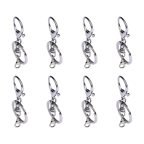 20sets Lobster Claw Clasps Hook with Flat Split Keychain Ring with Swivel Trigger Clip with Little Lobster Clasp for DIY Craft Jewelry Making Silver - Thumbnail 7