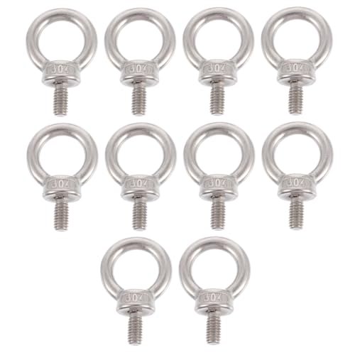 QUMIIRITY 10 Pcs M6 304 Stainless Steel Lifting Eye Nuts Ring Threaded Heavy Duty Eye Screws for Industrial Rigging and Marine Applications