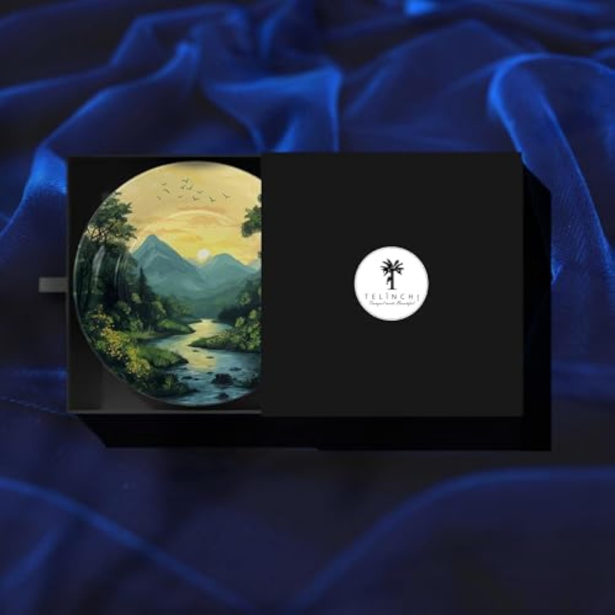 Sunset River Wall Art Plate, Digital Printed Ceramic
