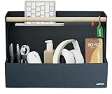 Leitz Schreibtisch Organizer mit Griff aus Stoff, Faltbarer Büro-Organizer mit vier Fächern aus recycelten Materialien, ideal für Coworking Spaces, Desk Sharing-Büros oder Home-Office, Grau, 61970089