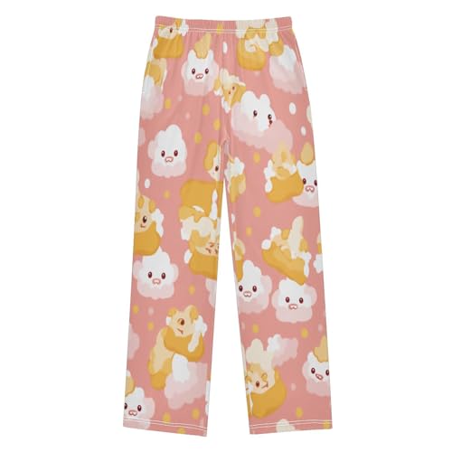 visesunny Boys' Pants Pink and Yellow Popcorn Jogger Pants Elastic