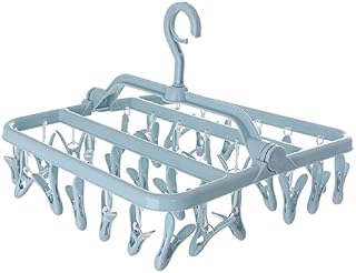 GmeDhc 24 Pegs Folding Sock Dryer, Sock Hanger for Washing Line, Hanging Clothes Drying Racks, Rotable Sock Hangers with Clips, for Clothes Underwear Socks Lingerie (blue)