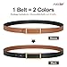 SUOSDEY Women Reversible Leather Belts for Jeans Pants Dresses Ladies Fashion Belts with Gold Buckle, 0.9