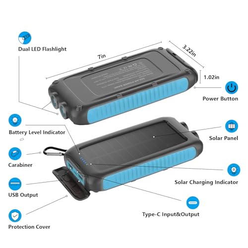 Cargador Solar Power Bank 49800mAh Portátil Azul miniatura 6