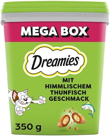 Dreamies Klassiker Katzensnacks mit Thunfisch – Traumhaft knusprige Taschen mit zarter Füllung – 2 x 350g