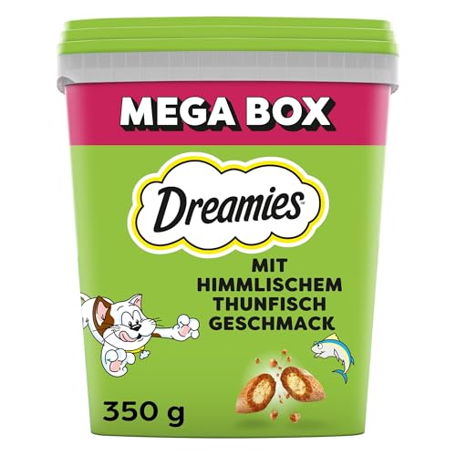 Dreamies Klassiker Katzensnacks mit Thunfisch – Traumhaft knusprige Taschen mit zarter Füllung – 2 x 350g