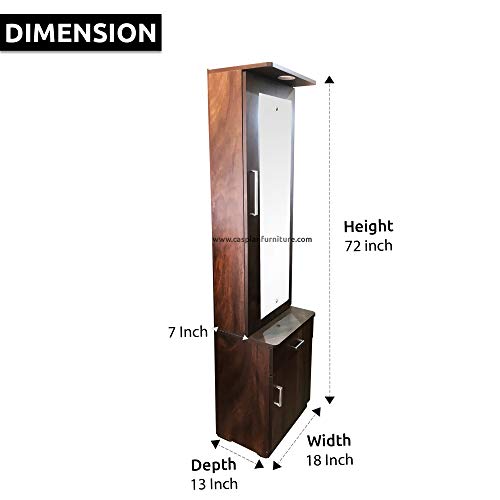 CASPIAN Engineered Wood Wooden Vanity Dressing Table (Brown) | Pre-Assembled Furniture with Mirror, LED Lights | Makeup & Accessories Storage Organizer with 4 Shelves, 1 Drawer 3