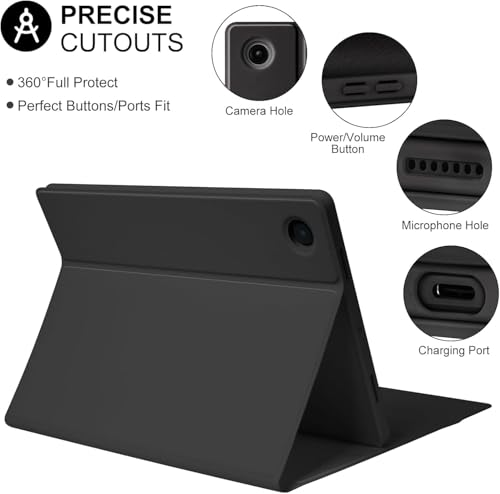 Image of HOM Tri-Fold 7-Colour Backlight Detachable Wireless Bluetooth Keyboard with Trackpad /Touchpad Tablet Cover Case for Samsung Galaxy Tab A9 Plus / A9+ 11 inch Tablet - Black