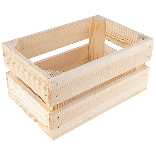 Creative DECO Caja de Madera Natural Decorativa | 30 x 20 x 15 cm | Cesta de Madera Ideal para Almacenaje Regalo Fruta Decoración Bricolaje Manualidades | Documentos Juguetes Herramientas