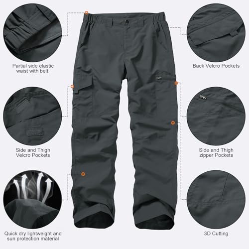 Mens Hiking Pants Quick Dry UPF 50 Travel Fishing Safari Cargo Pants Boy Scout Pants4