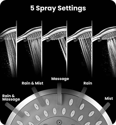 Filtered Shower Head With High Pressure, 5-Mode Handheld Shower Head With Filter, 3-Stage Mineral Hard Water Filter, Shower Stainless Steel Hose, Adjective Bracket, Teflon Tapes & Rubber Washers, 69In #TOP1