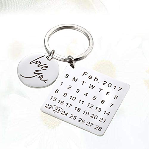 BESTOYARD DIY chaveiro personalizado data especial calendário chaveiro de aço inoxidável casal chave