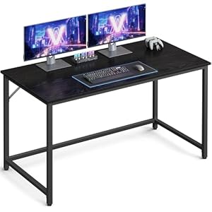 VASAGLE Computer Desk, Gaming Desk, Home Office Desk, for Small Spaces, 23.6 x 47.2 x 29.9 Inches, Industrial Style, Metal Frame, Black with Wood Grain ULWD039B56