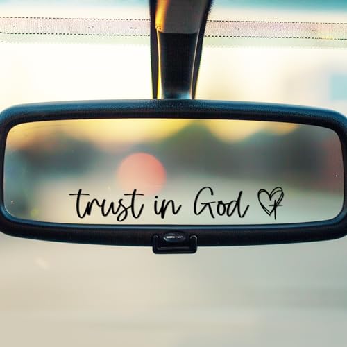 Image of 3X Black Trust in God Mirror Sticker for Cars - Trust in God Car Stickers - Christian Stickers Rear View Mirror Accessories - Christian Car Decals for Men and Women, Girl Car Accessories