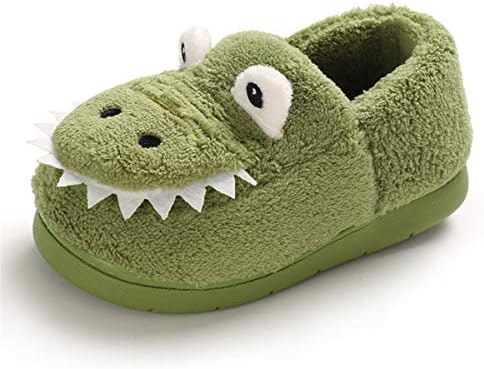 Sakuracan Toddler Boys Girls House Slippers Cartoon Dinosaur Warm Home Shoes Indoor Bedroom(6-6.5 Toddler, A-Green) | Image 7
