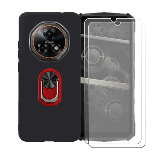 CongJiaLingXi �P�[�X �K�p �� Doogee Fire 7 Pro (6.56") �����O�T�|�[�g+ [2�p�b�N]�����K���X�X�N���[���v���e�N�^�[�A�_��ȃV���R�[���V�F���o���p�[TPU�ی�J�o�[�������,��