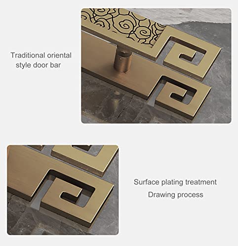Poignée de porte coulissante dorée style oriental pour entrée de grange et portes en bois rétro