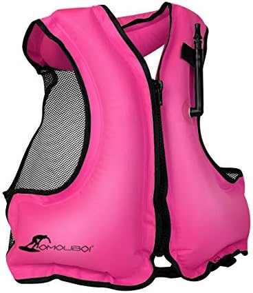 OMOUBOI Inflatable Snorkel Vest Floatage Jackets  Grownup Swimming Jacket for Diving Browsing Swimming Outside Water Sports activities Appropriate for 90-220lbs