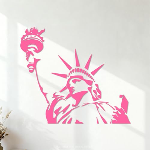 Stickers muraux en vinyle Statue de la Liberté USA Femme Statue de la Liberté 54.6x61.8cm Modification et ajout d'informations possibles Rose