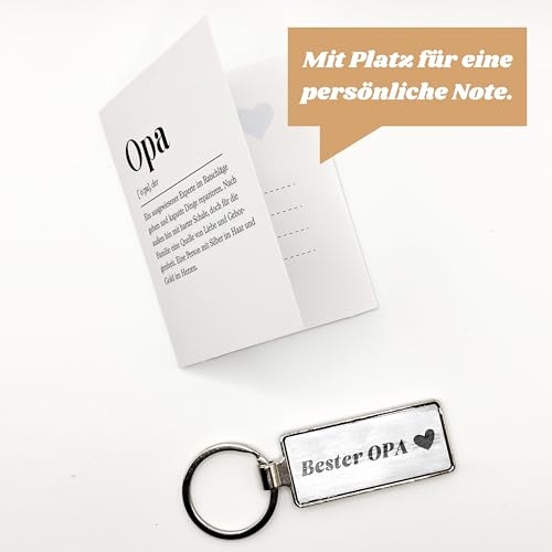 Opa Geschenkset - mit Flaschenöffner, Zollstock, Bleistift und Schlüsselanhänger | Geschenke für Väter/Großväter | Geburtstagsgeschenk für Männer | bester Opa Geschenke (Opa Weiß)