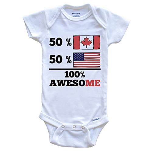 50% Canadian 50% American 100% Awesome Funny One Piece Baby Bodysuit