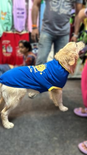 Image of Thunder Tails Premium Cotton Dog T-Shirt | Adjustable Neck | for Large Dogs| Royal Blue | 3XL | for Golden Retriever