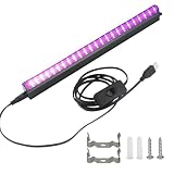 lvifloae Pasek świetlny LED, 5 V USB Blacklight Strip Light Fluorescencyjny Gobelin Farba do ciała