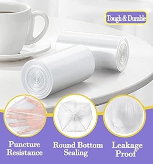 3 Gallon 120pcs (Fit 3-3.2 Gal) Small Clear Trash BagsPlastic Strong Clear Garbage Bags,Bathroom Trash Can Bin Liners,Waste Basket Liner,Fit 10-13 Liter, 3 Gallon,3.2Gallon