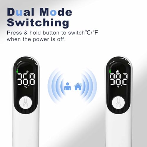 Thermomètre infrarouge numérique pour adultes et enfants avec alarme de fièvre, grand LED Chiffres, haute précision, 1s Thermomètre pour bébé à lecture précise et rapide