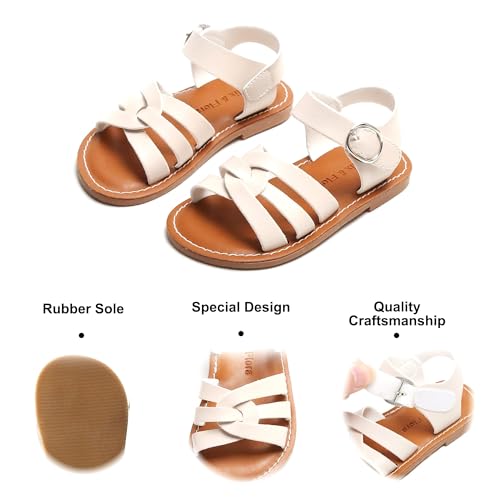 Image of Felix & Flora Toddler Girl Sandals - Little Girl Easter Dress Shoes Lightweight Open Toe Beach Holiday Flats