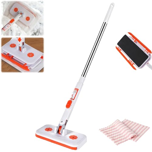 Snap Grip Mini Mop Set, Convenient Cloth Changing Mini Mop, Gap Dust Cleaner Lazy Mops with Locking Head for Multi Surface Clean, Wet & Dry Mopping and Sweeping Cleaning