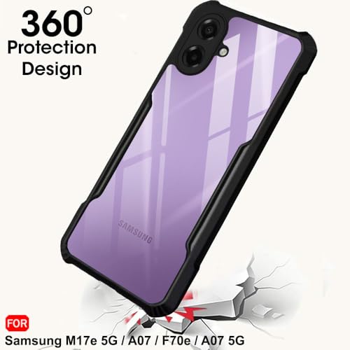 Image of TheGiftKart Shockproof Crystal Clear Back Cover Case for Samsung Galaxy M17e 5G / A07 / F70e / A07 5G | 360 Degree Protection | Protective Design | Transparent Back Case Cover (PC & TPU, Black Bumper)
