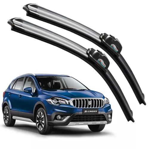 Image of Frameless Rubber Car Wiper Blades Set of 2 Compatible with (S-Cross (2013-2018) (D-26,P-14))
