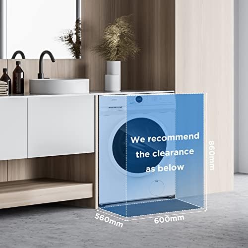 Midea MF10EW70B Energy-Saving Freestanding Washing Machine, BLDC Motor, Bright LED Display, Steam Care, Quick Wash, Various temp options, Prewash, 1400RPM, 7kg load, White, sold ONLY BY AMAZON