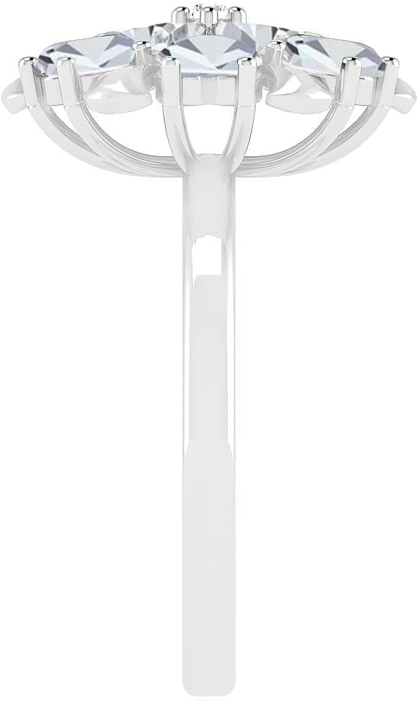 Lab Grown Diamond Floral Cluster Ring with Diamond Center – Heart-Shaped Gemstone Flower Design in 14K Solid Gold or 925 Sterling Silver | Women’s April Birthstone Jewelry