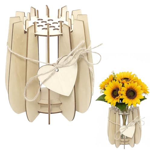 Image of Wooden Vase for Lego Flowers Bouquet, 3D Puzzle Vase Compatible with Lego Botanicals Collection, Roses, Sunflowers for Adults Display